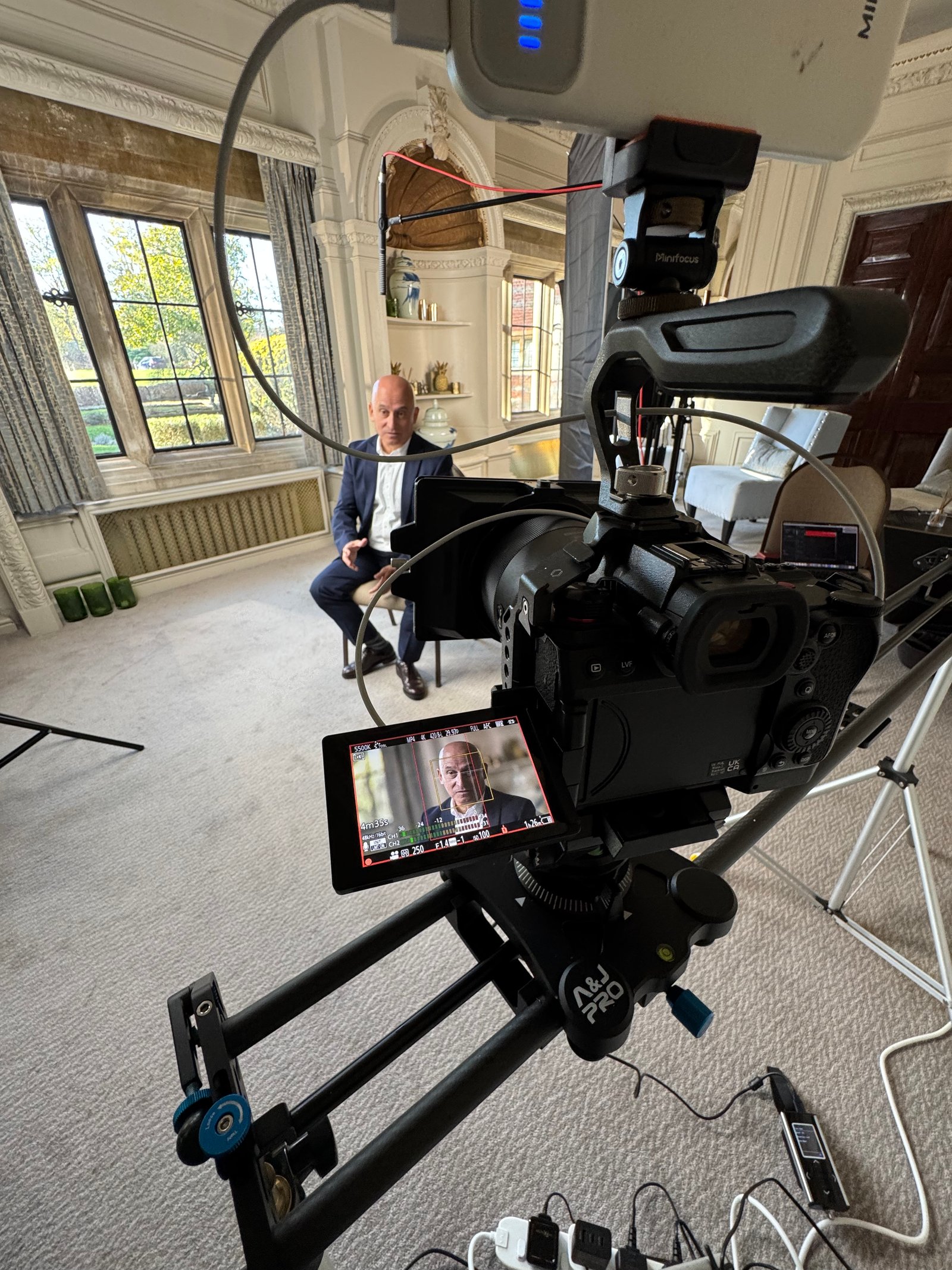 Close view of filming equipment during a Newbold Connect session