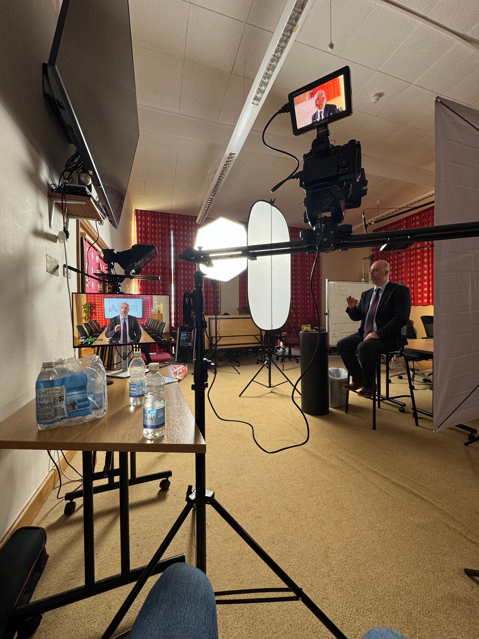 Classroom filming setup for a Newbold Connect session